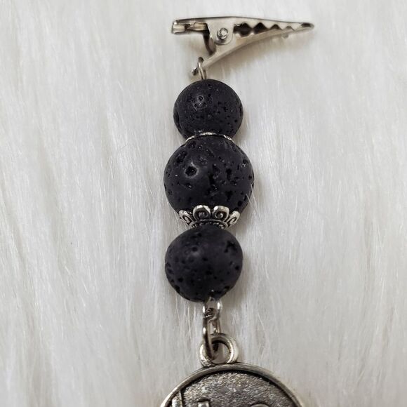 ESSENTIAL CHARMS Volcanic lava beaded Pin Brooch - Picture 3 of 9